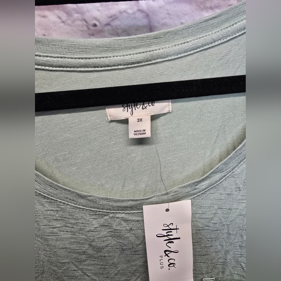 NWT Style & Co Women Draped One-Pocket T-Shirt Green Size 3X - Picture 3 of 4
